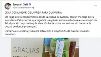 Laprida le agradeció al equipo de salud de Olavarría