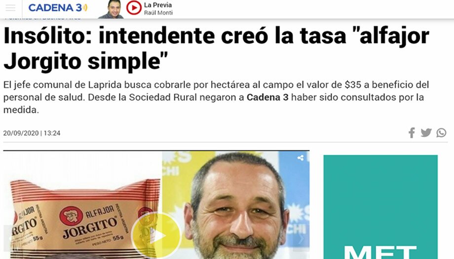 Torres y su “alfajor Jorgito simple” en los diarios