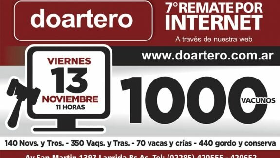 Doartero realiza su 7º remate por Internet