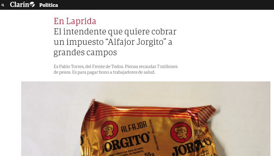 Laprida en los medios nacionales por el alfajor Jorgito